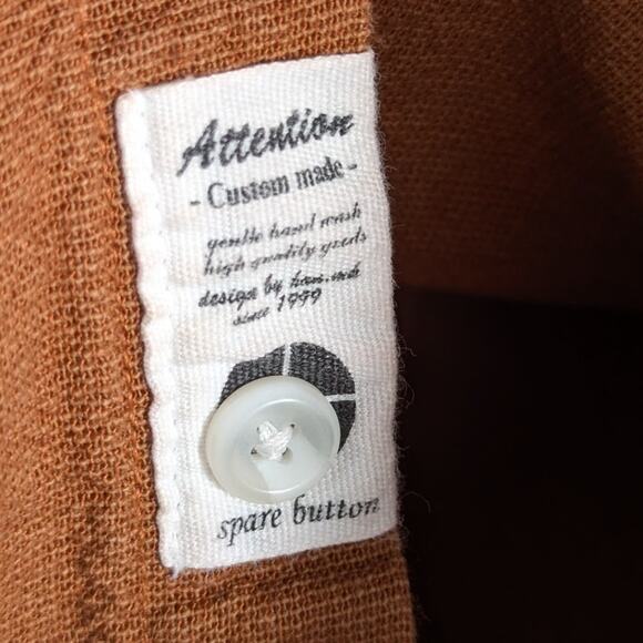 Attention & Co Shirt Men 50 Korea Brown Textured Long Sleeve Casual Button Front - Picture 3 of 5